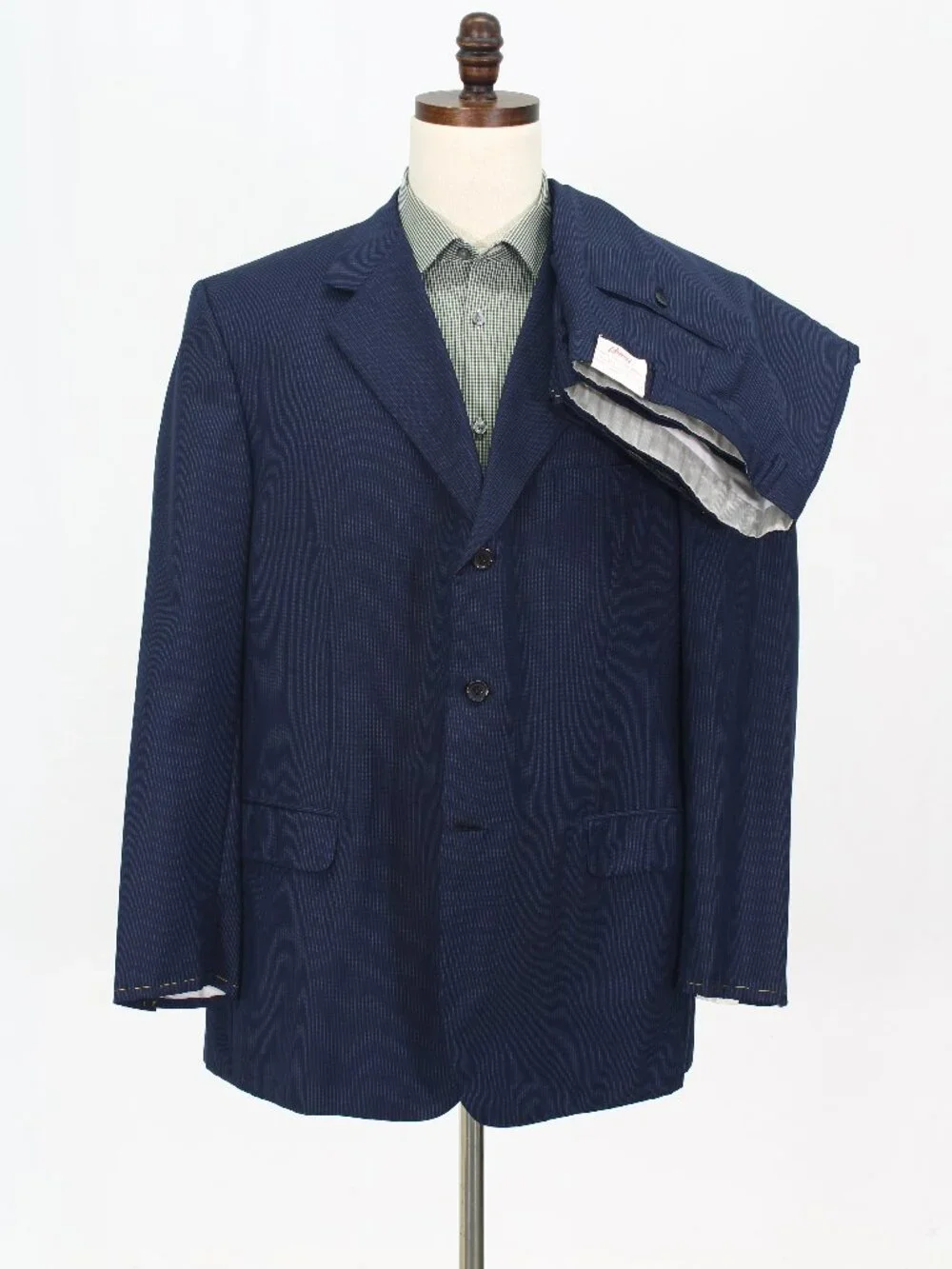 Brioni 50R 43 Navy Full Suit 3-Button Stripe R954